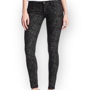 7 For All Mankind Black Gray Zebra Print Textured Skinny Jeans Size 30